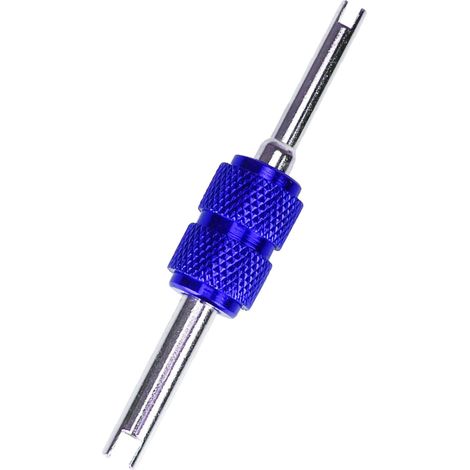Clé à obus de valve de climatisation automobile en alliage d'aluminium bleu, outil d'installation double, tournevis pour l'extraction de l'obus de valve