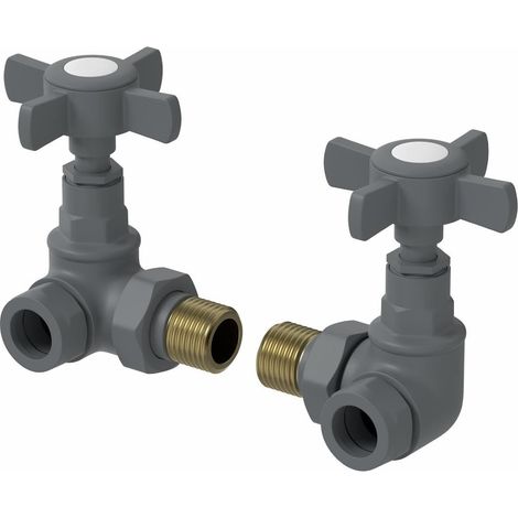 DuraTherm Corner Cross Head Anthracite Radiator Valves - 15mm (1/3)
