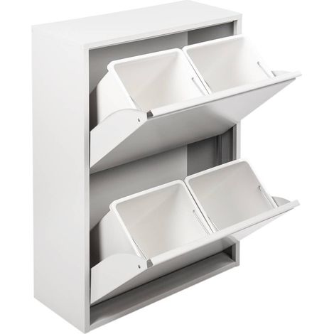 Pattumiera Anukhatun, Capacità 72 (18 per Secchio), 4 Cestini, 25x60x92.5h cm Bianco