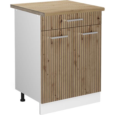 Meuble cuisine R-Line, Chêne Artisan, 60 cm avec tiroir, PT Chêne, Vicco