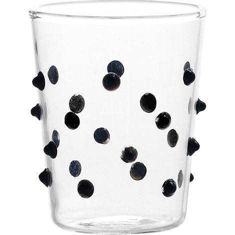 Zafferano Set 6 Bicchieri Party Tumbler Junior in vetro borosilicato colore Nero, eleganti bicchieri artigianali resistenti agli shock termici