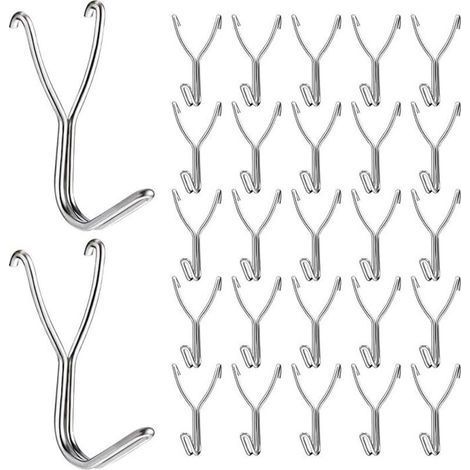 Lot de 50 Crochets en Acier Inoxydable de 20 mm – Idéal pour Cuisine, Garage, Rangement, Établi et Loisirs Créatifs (1/5)