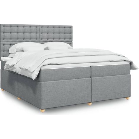 Boxspringbett mit Matratze Hellgrau 200x200 cm Stoff (1/5)