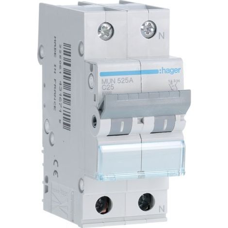 HAGER MUN525A Interruptor automático 1P+N 25A curva-C 6kA