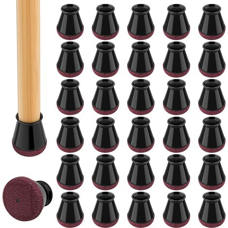 Chair Leg Protectors, 32 Pieces Black Chair Leg Protectors, Round Silicone Chair Pads with Thickened Felt, Suitable for Hardwood Floors (Fit: 14-20mm) (1/5)
