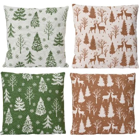 Cuscino Natalizio Decorativo con Alberi - 40x40 cm