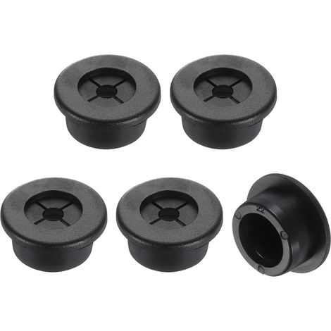 5 Pcs Cable Grommet, 7/8" Inch (22mm) Office Cable Tidy Flexible Rubber Cable Hole Cover for Desk Wire Organizer, Black (1/5)