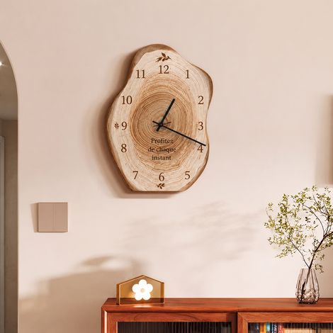 Horloge de table silencieuse style rétro bois Anneaux du temps A 18 x 25 cm 18 25cm 300 g – Livraison gratuite