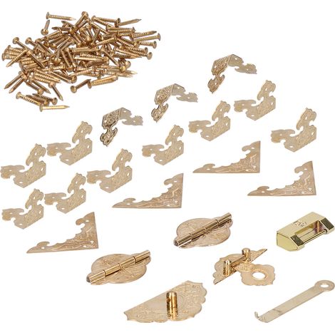 Protector D'angle En Laiton - Pour Boîte En Bois Et Armoire - Protection Et Décoration D'Angle - Lot De 4 (1/5)