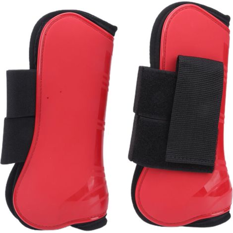 Stivali per tendini da cavallo, protezioni per nodello da equitazione, guscio in PU, stivale protettivo, rosso, anteriore XL -Crezuo