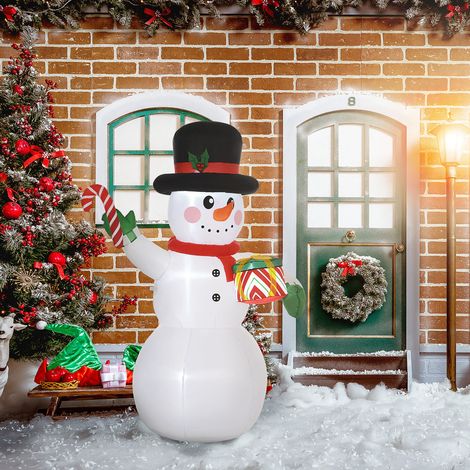 Bonhomme de neige gonflable de Noël de 180 cm avec lumières LED, matériel fixation et souffleur, intérieur et extérieur (1/5)