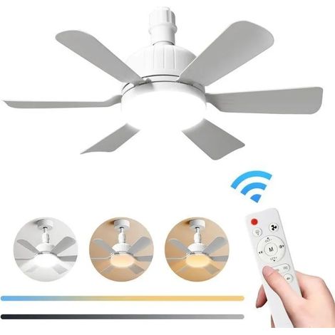 Ventilateur Plafond avec Lampe LED, Télécommande, 3 Vitesse, 3 Températures de Couleur, Minuterie 2/4h, E27, Silencieux, 40W (1/5)