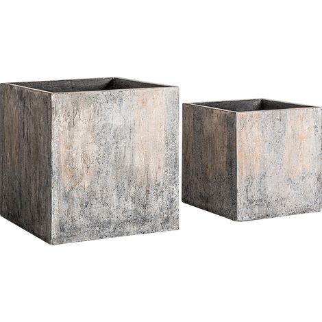 Jardinière industrielle en terre cuite patinée tons neutres - Tons neutres patinés beige naturel (1/4)