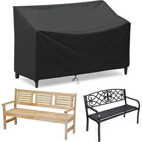 Housse Banc de Jardin 2 Places 130x95x80/40cm Imperméable, Housse Canape de jardin Exterieur, housse salon jardin Tissu Oxford, Coupe-Vent, Anti-UV, avec Boucle, Noir (1/5)