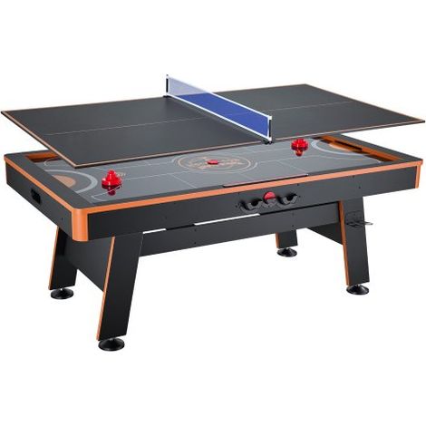 Table Multijeux 203,5 cm,Air Hockey Ping-pong Table à Manger 3 en 1,pour Salle de Jeux Familiale,Gain de Place,Meuble de Jeux Multifonctionnel,Système de Soufflerie et Accessoires Complets (1/3)
