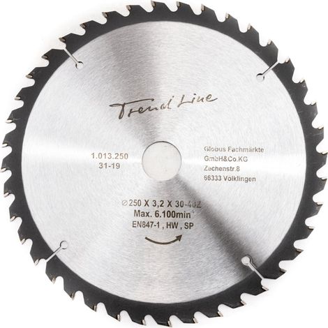 TrendLine HM-Kreissägeblatt 250 mm, Bohrung 30 mm, 40 Zähne (1/2)