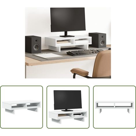 Support écran blanc - Support de moniteur blanc 50x27x15 cm bois d'ingénierie (1/5)