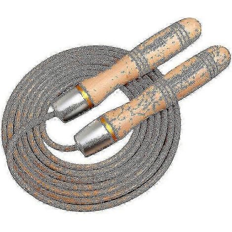 Corde à sauter universelle en cuir réglable avec roulement métallique, 1 pièce, couleur bois (1/5)