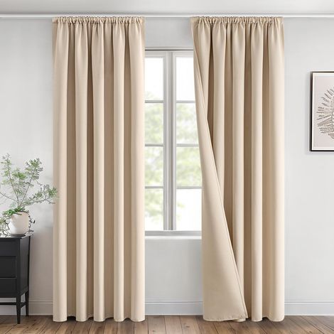 2 Pièces Rideau Occultant, Thermique Isolant, Anti Bruit, Beige, 140x245 Cm, Pour Chambre Salon (1/5)