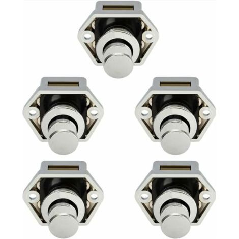 5 pcs Mini Bouton Poussoir Tiroir Placard Porte Loquet De Verrouillage Caravane Camping-car Nickel Bateau Bouton- Nickel (1/3)