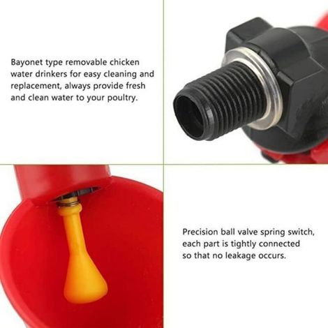 10pcs Abreuvoir automatique poule - Distribution d'eau facile Sans fuite - Élevage avicole - Rouge (1/4)