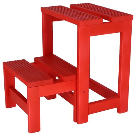 Taburete escalera 2 peldaños, 32x42x40 cm - Rojo