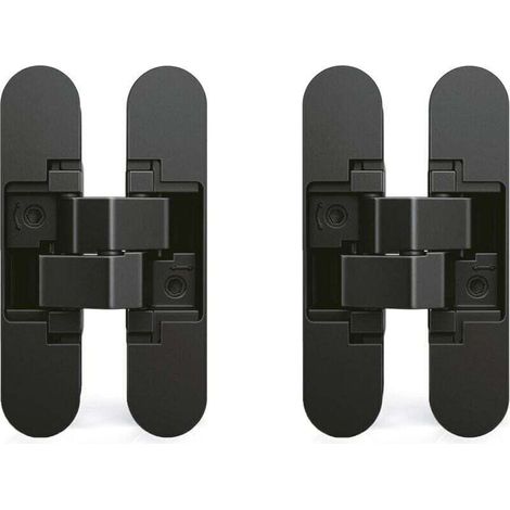 Bisagra invisible para puertas, juego de 2 bisagras invisibles para puertas pesadas, capacidad de carga de 40 kg, apertura de 180º, zamak, negro, de