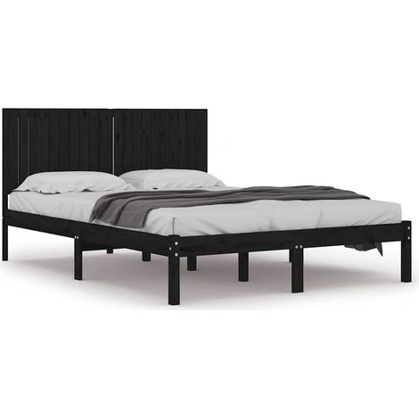 Maison Exclusive - Massivholzbett Schwarz Kiefer 200x200 cm (1/5)