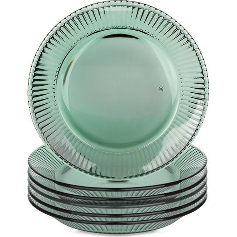 Assiettes à dessert en verre vert verde 20,5 cm, lot de 6. (1/5)