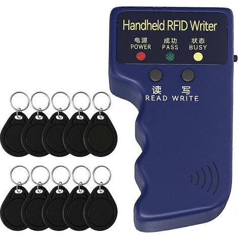 Copieur RFID 125 kHz, lecteur/graveur RFID portable pour cartes d'identité, compatible avec T5577 ou EM4305 + 10 porte-clés T5577 (1/5)