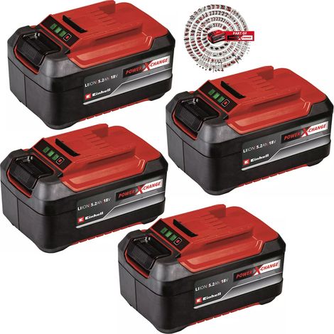 Einhell 4 X 5.2Ah PLUS 18V Battery Power X-Change Rechargeable Dust Resistant (1/5)
