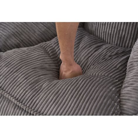 Sillón puf 90x90x59 cm gris claro, respaldo ergonómico, tejido de pana (1/5)