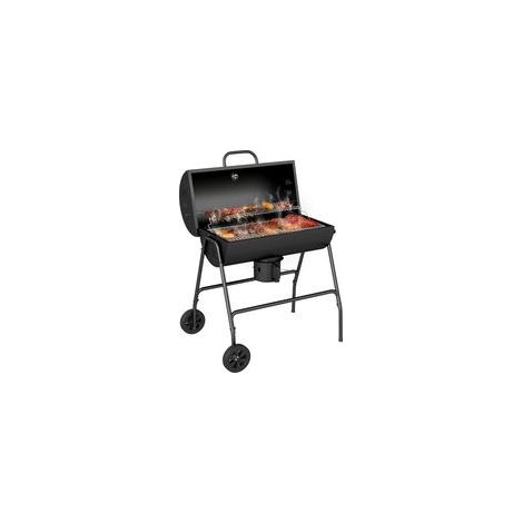 Barbecue fumoir à charbon de bois en métal avec couvercle, thermomètre, roues, bac à charbon réglable, poignée, chariot de barbecue mobile, idéal pour le barbecue, le camping et la terrasse, 95 x 71,5