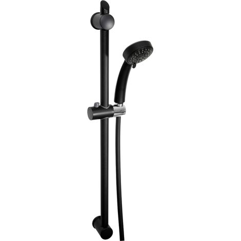 Novaservis Set doccia - Set doccetta, 3 getti, supporto, asta saliscendi e flessibile, nero KIT602,5