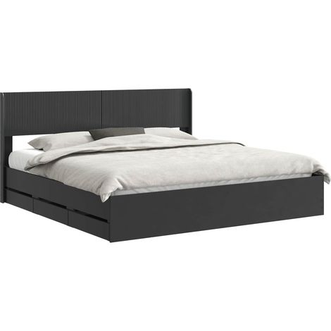Estructura de cama con almacenamiento y cabecero Negro vidaXL (1/5)