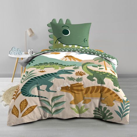Parure de lit enfant KIDINO 140 x 200 cm – Coton 42 fils – Dinosaures (1/4)