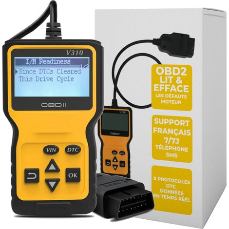 Valise Diagnostic Français - Lit et efface Les Codes défaut et Le Voyant Moteur en Moins de 3 Min - Vendeur français Support téléphonique 7/7j pour Vous Aider à Faire Le Diagnostic de Votre Auto