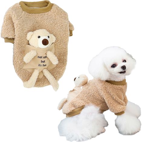 1 pull en polaire pour chien et chat, marron, adapté automne-hiver, tailles M à XXL (1/5)