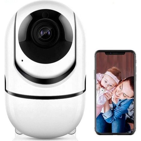 1 Caméra de sécurité sans fil, Wi-Fi, vision nocturne infrarouge, 1080p, tête pivotante, interphone bidirectionnel, métal (1/5)