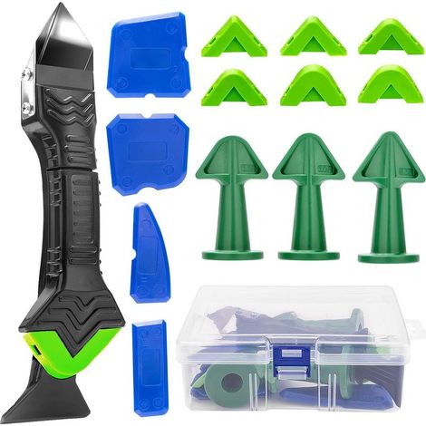 Outil de Calfeutrage 3 en 1-14 Pieces Outils de Calfeutrage en Silicone Kit Lisseur Joint Silicone avec Boîte de Rangement, Outil D'étanchéité en Silicone pour Salle de Bain Cuisine Carrelage (1/5)