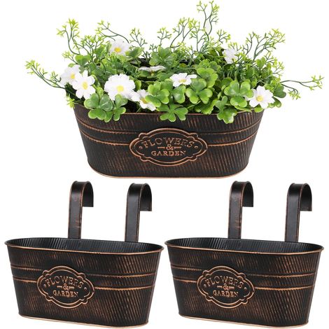 2pcs Pot Suspendu,Métal,27cm,Noir,Crochet,Balcon,Jardin (1/5)