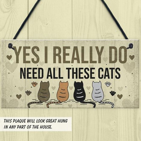 Pancarte en Bois Drôle pour Chat, Décoration de Porte de Chambre, Panneau Suspendu pour Amoureux des Animaux, Signe d'Amitié pour Maison et Bar (1/5)
