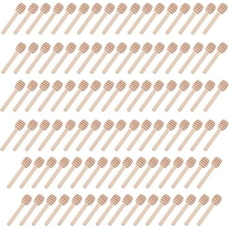 Lot de 100 mini cuillères à miel en bois de 8 cm, idéales pour un mariage, un anniversaire ou une fête (1/5)