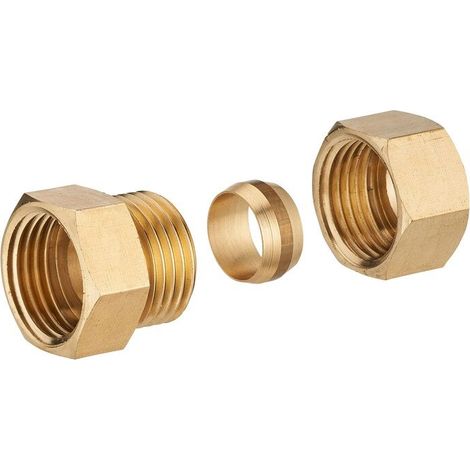 Messing-Doppelkonusmuffe F 15 x 21 für Kupferrohr QUICK PLOMBERIE