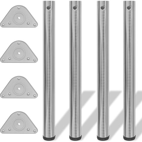 Pied de table réglable en hauteur (4 pièces), nickel brossé, 710 mm
