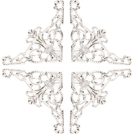 100 pièces de décorations d'angle de bureau en fer style vintage (blanc argenté) (1/5)
