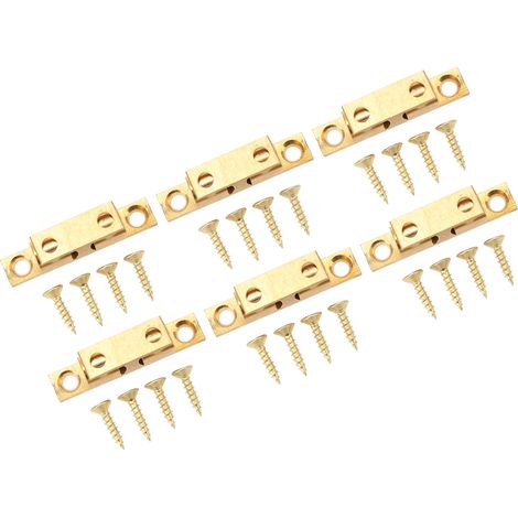 Lot de 6 loquets de porte de placard en laiton, avec vis dorée, pour la plupart des placards (50 mm / 2 pouces).
