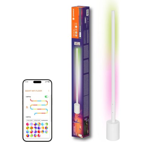 Lampadaire LED d'angle SMART+ WIFI,slim,blanc,8W,540lm,blanc et couleur réglables,dimmable,fonction bricolage et rythme musical,longue durée de vie,contrôlable par application,2700-6500K (1/5)