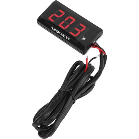Jauge de température d'eau numérique ultra-mince pour moto, alimentation 12 V CC, écran LCD, adaptateur pour capteur 18 mm, compatible avec la plupart des motos (rouge). (1/5)