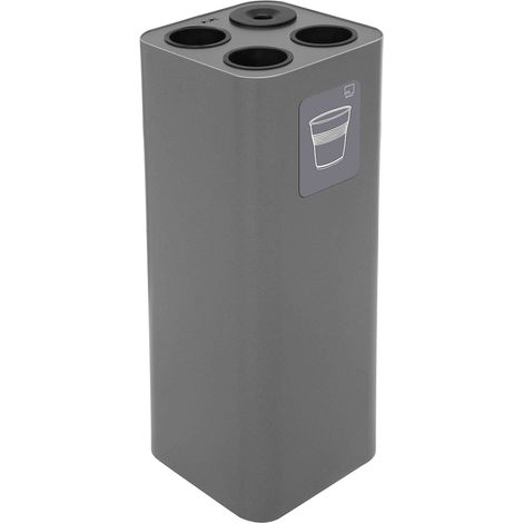 Pattumiera a Bidone da 60 L 30,2x30,2x 82,5 cm 3 Scomparti Tubolari e 1 Vaschetta in Acciaio Verniciato Grigio